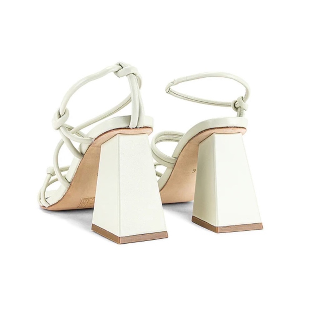 SONG OF STYLE Noelle Strappy Block Heels 3.5" in Ivory Summer Knot Details